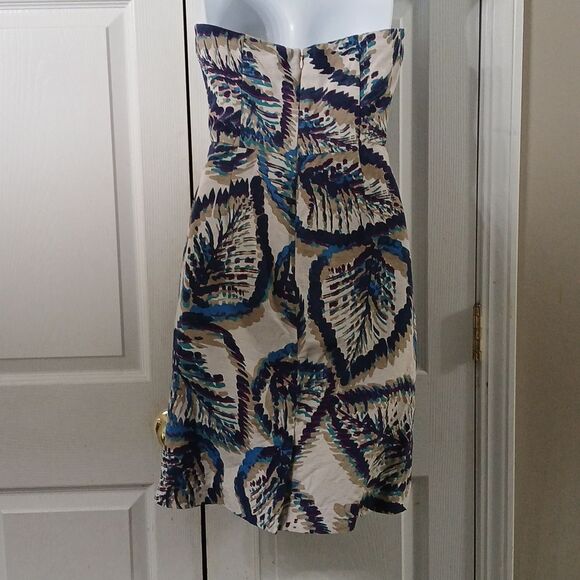 Banana Republic multicolor strapless silk blend pocket dress Sz 6 EUC - Picture 4 of 7